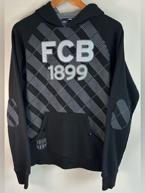 FCB Barcelona Official Merch Mens Sweater Hoodie 1899 Plaid Sz L FIFA FCB Spain